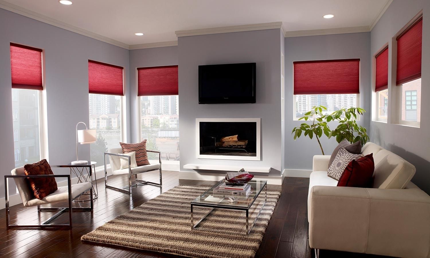 red cellular shades