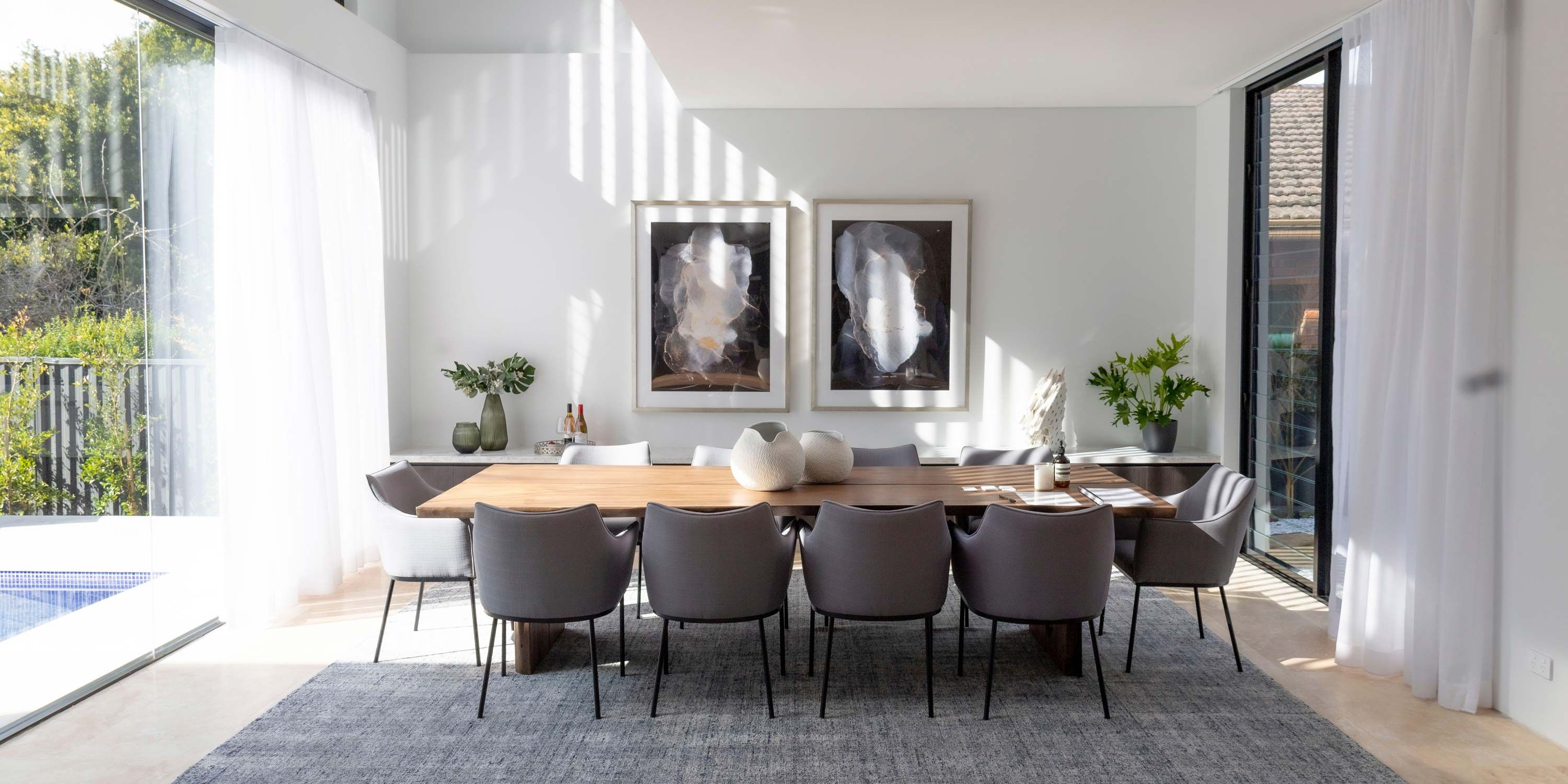 modern dining room white accents