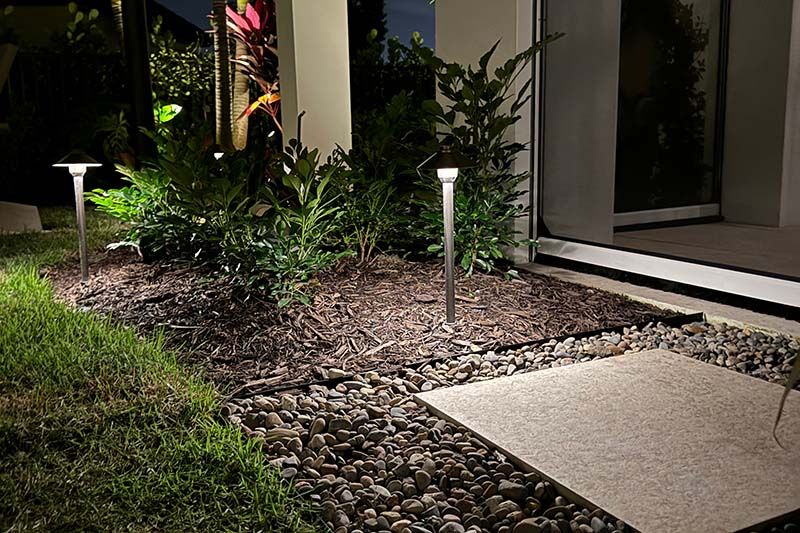 outdoor lighting fixtures at night